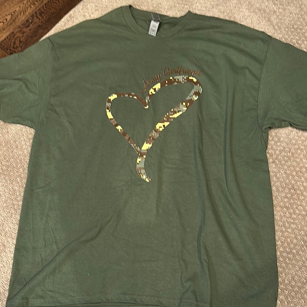 ARMY Green T-Shirt with Camo Heart Design